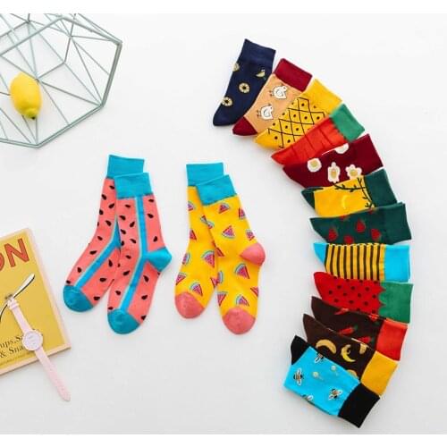 Men/Women Happy Funny Socks With Print Art Cute Cotton Socks Food Pattern Fruit Socks Fashion Harajuku Crazy Socks
