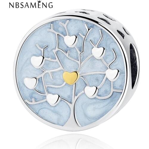 New 925 Sterling Silver Tree Of Hearts Beads Fit Original Charm Bracelet Jewelry Gift For Family