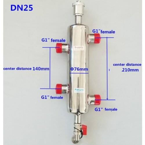 DN25 stainless steel 304 tank floor heating decoupling tank Water liquid mixing tank water manifold hydraulic separator