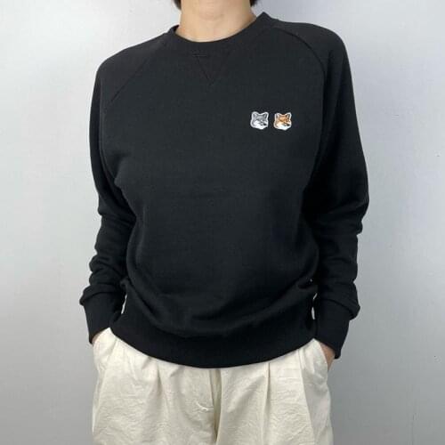 Rowling Couples Fox Head Embroidery Sweatshirts Women Long Sleeve O Neck Cotton Pullover Casual Classic Logo Tops 2021