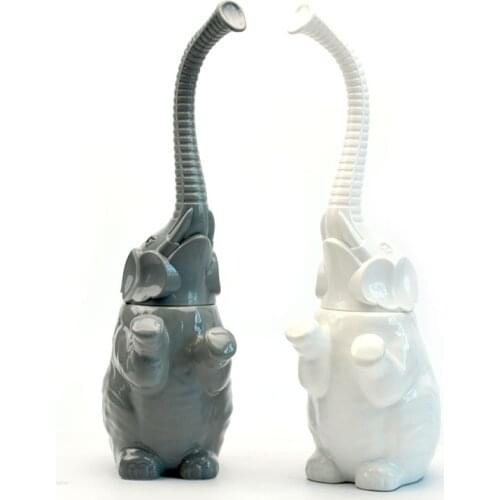 Cleaning Brush Bathroom Accessory set Lucky Elephant ceramic Bathroom Toilet brush set bathroom soft-bristle brush