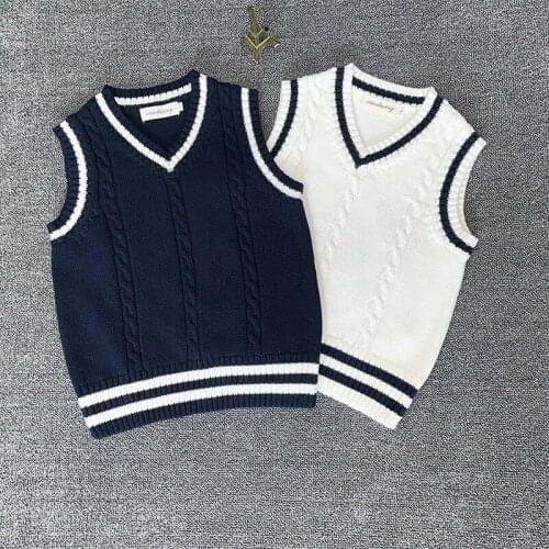 Student school wear toddler baby boys girls sweater vests big kids teen childrens pullover knitted wear winter clothes