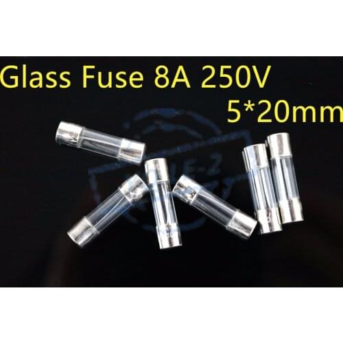 8A Glass safety pipe / fuse 5x20mm L250V F8A