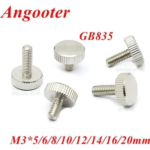 M3 Thumb Screw GB835 M3*5/6/8/10/12/16/20mm Knurling Flat head knurled thumb screw Hand Tighten computer case screws
