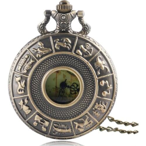 Vintage Hollow Bronze Constellations Case With Australia Map Dial Necklace Pocket Watch Retro Clock Steampunk Relogio De Bolso