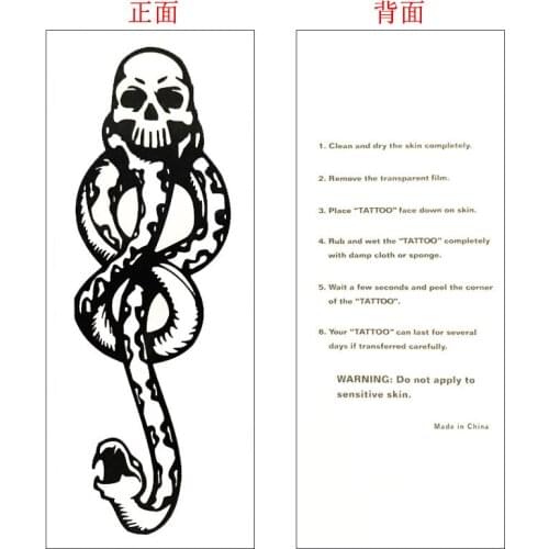 5pcs Halloween Temporary Tattoo Deathly Man Snake Skull Cosplay Props Waterproof Fake Tattoo Totem Men Women Tattoo Stickers
