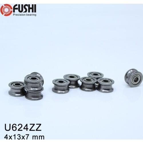 High Carbon Steel U624ZZ (20 Pcs) U Groove Sealed Ball Bearing 624UU Guide Track Roller Bearing U624 Embroidery Machine Bearing