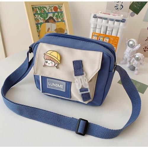 Japanese Women Shoulder Messenger Bag Small Nylon Canvas Crossbody Bag for Woman 2021 New Fashion Student Mini Phone Purses Flap