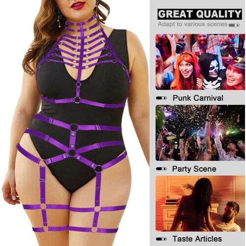Busty Ladies Harajuku Exotic Hollow Bra Sexy Plus Size Lingerie Set Elastic Bondage Porn Dress Dance Costume Wedding Garters