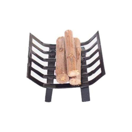 1/12 Dollhouse Furniture Metal Rack with Firewood for Living Room Fireplace Model (NO fireplace)