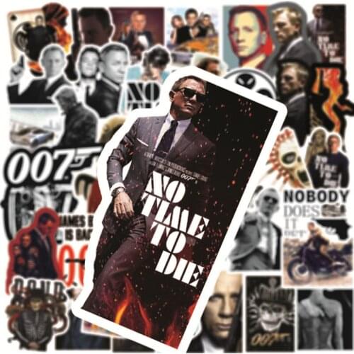 10/50Pcs/Lot British legend James Bond 007 Stickers for Car Laptop PVC Bicycle Home Decal DIY Waterproof PVC Toy Stickers