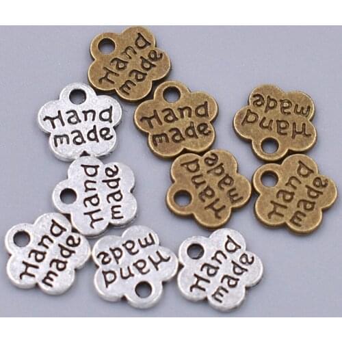 100Pcs 8mm Double Sided Flower Shaped Label Handmade Metal Garment Labels Tags For Clothes Bags Accessories