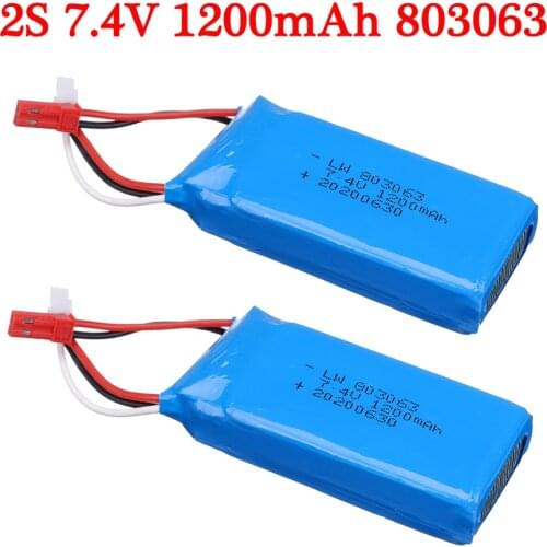 2PCS/lot 7.4V 1200mAH Lipo Battery For WLtoys V353 V666 RC quadrocopter X6 H16 7.4 V 1200 mAH battery 723060 2S 7.4 Lipo battery