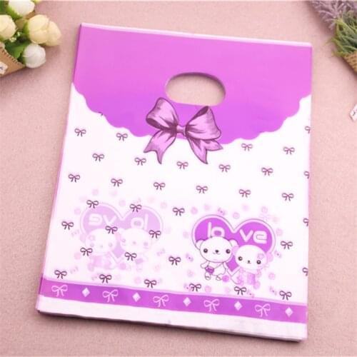 3 Colors Avaiable New Design Wholesale 100pcs/lot 20*25cm Lovely Cartoon Sachet Cadeau Plastic Packaging Bags For Wedding