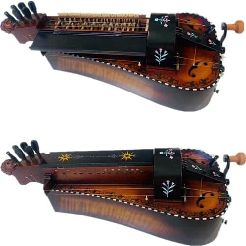 6 strings 24 keys Hurdy Gurdy maple inlay shell purfling carved woman head