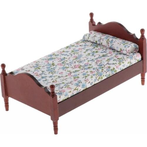 1/12 Scale Dollhouse Bedroom Furniture Accessories, Miniature Bed Bedding Set, Room Box Decor DIY Supplies