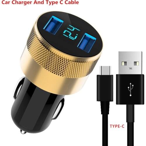 5V3.1A USB Phone Charger LED Display Car-Charger Dual USB Adapter Type C/Micro Cable For Iphone Huawei P10 honor 9 9X 8 8X 7C P9