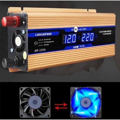 Car Inverter 12V 220V 2200W Pe ak Car Power Inverter Solar To Voltage 220V Black Style 12V Converter Transformer Inversor F5J6