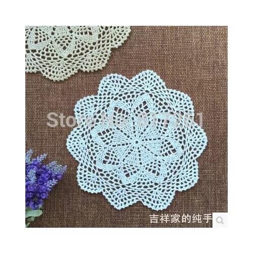 Free shipping 2015 new arrival 6 pics/lot 25cm Round cotton crochet lace doilies for wedding decoration tea table cup pads mats