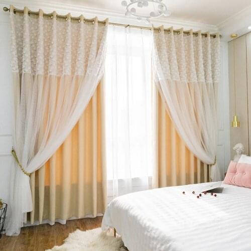 Chicity iovry Blackout Curtains For Living room Double layer elegant white rose Lace curtain for women bedroom customized