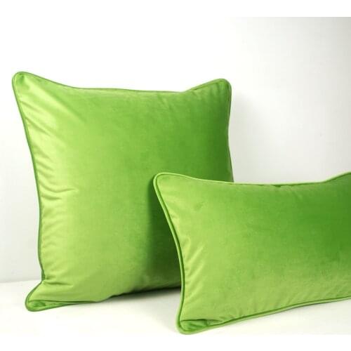 Piping Design Velvet Cyan And Green Cushion Cover Pillow Case Chair/Sofa Pillow Cover Home Decorative Without Stuffing