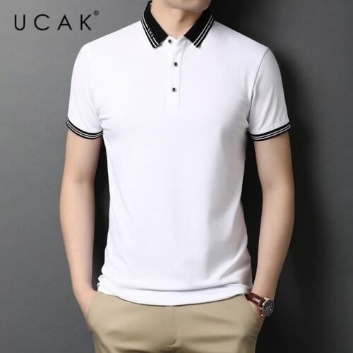 UCAK Brand Classic Solid Color Turn-down Collar Short Sleeve T-Shirts Summer New Streetwear Casual Cotton T Shirt Homme U5520