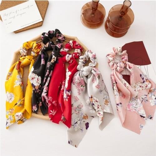 Headdress, floral, satin, large ribbon, hair circle, European and American knot, large intestine circle, horse tail square scarf