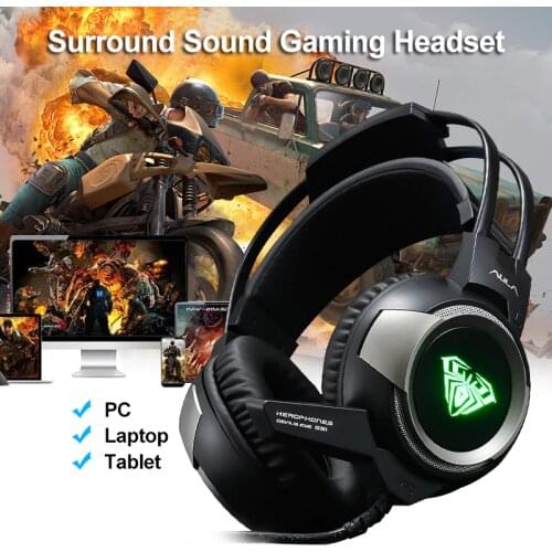 LED Light Gaming Headset Gamer Headphones 7.1 Surround Sound Stereo Wired Earphones With Mic Colourful Light For PC Laptop PS4