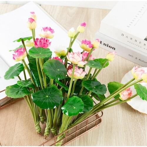 Lotus Simulation Artificial Flower Water Lily Micro Landscape Home Plants Decor Decorative Fake Flowers