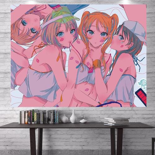 Kawaii Accessories Deco Room Tapestry Wall Hanging Tapestry Retro Room Anime Lovers Decor Wall Tapestry Yoga Blanket Wall Fabric