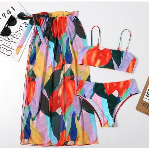 3 Piece Set Swimming Suit For Women High Waist Bikini 2021 Mujer New Sexy Push Up Swimwear Beach Wear Biqiuni Swimsuit