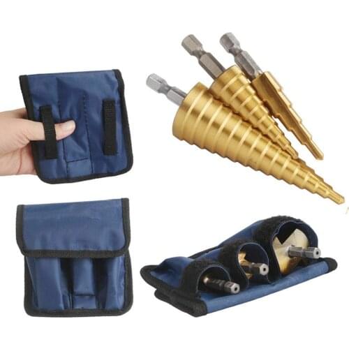 3Set Titanium Step Cone Drill Hole Cutter Bit HSS Set Tool Tackle With Pouch Arts Crafts Sewing