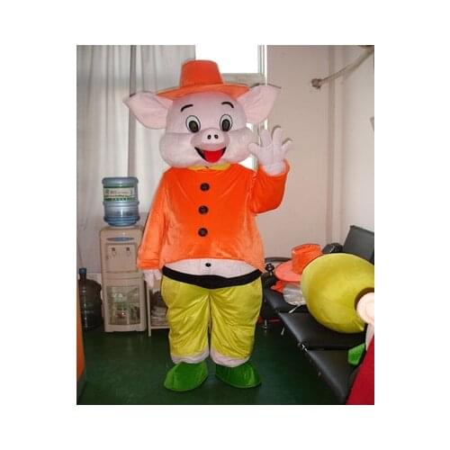 Happy Pig Mascot Costumes Cartoon Apparel Advertisement Costumes Halloween Birthday Party Animal Mascot Costume Cute Game Play