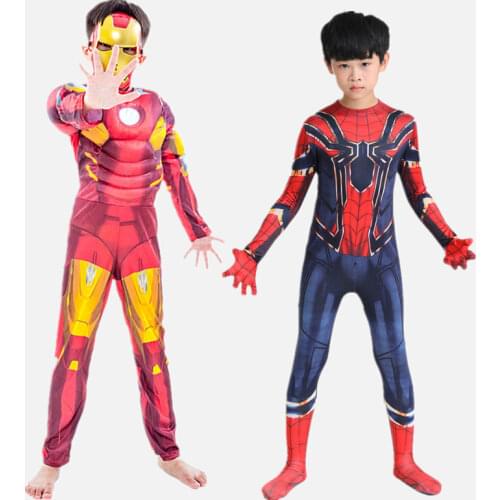 Avengers Superhero Hulk/Spider-Man/Captain America/Iron Man/Venom Cosplay Child Costume Kid Halloween Party Mask Jumpsuit