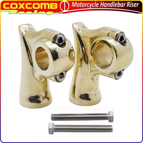 Motorcycle Handlebar Risers 25mm Retro CNC Solid Brass Handle Mount Clamp For Harley Chopper Yamaha BMW Suzuki Cafe Racer