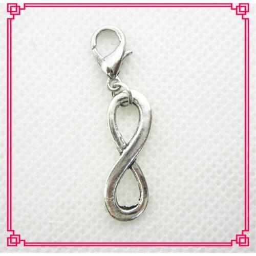 Hot Selling 30pcs infinity Dangle Charms Lobster Clasp Charms Diy Jewelry Accessory for Bracelets Pendants Hanging Charms