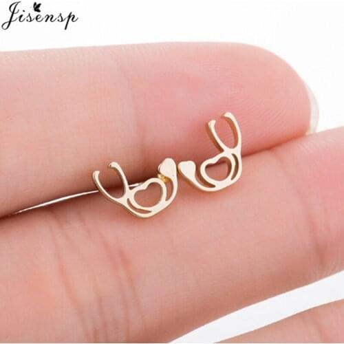 Jisensp Cute Stethoscope Earrings for Nurse Doctor Stainless Steel Jewelry Accessories Medical Tools Stud Earrings Women brincos