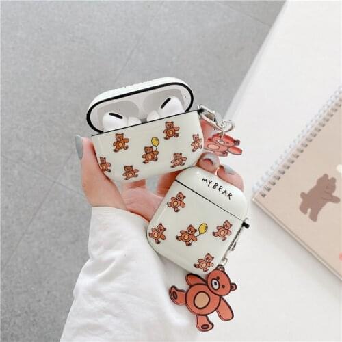 Cute Cartoon Little bear for Airpods Pro case Fashion Luxury Bluetooth Headphone protective case for airpods 1 2 3 pendant case