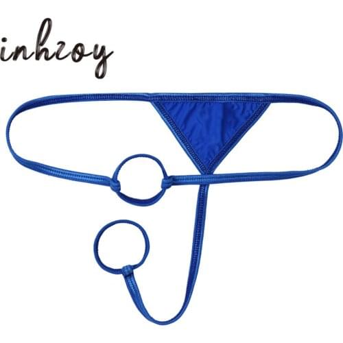 Mens Sexy Lingerie G-string Thong Underwear Low Rise O-Ring T-Back Erotic Bikini Briefs Panties Elastic Underpants Nightwear