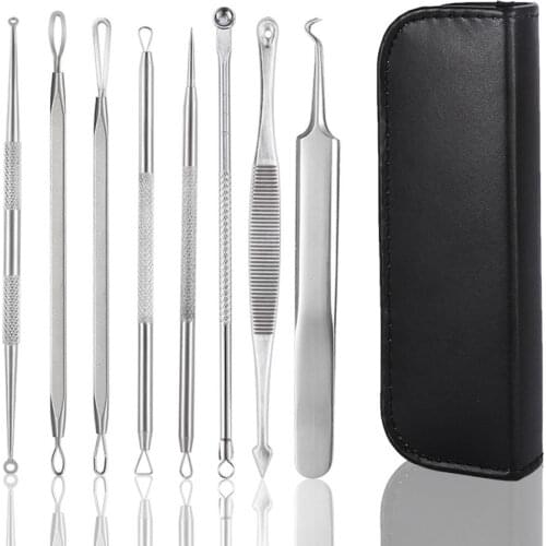 Hot Sale 1 Set Stainless Steel Extractor Blackhead Remover Needles Acne Pimple Blemish Treatments Face Skin Care Beauty Tools