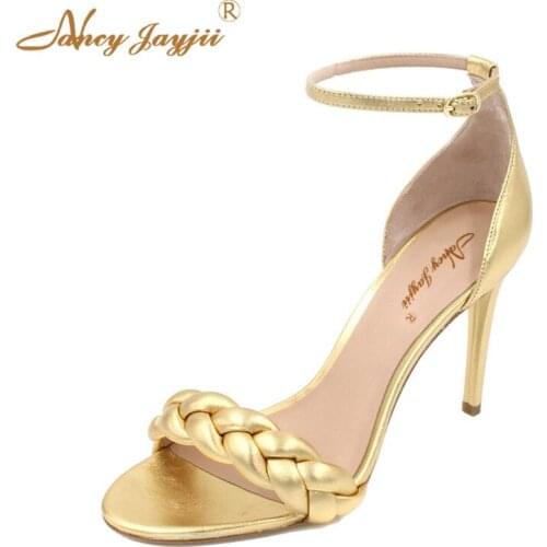 Women Shoes Ladies Sandals Solid Ankle Strap Wedding/Party Super High thin heels Cover Elegant Fashion Basic Leisure Sweet 2019