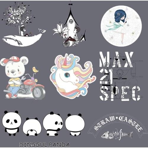 Whale Chinchilla Animal Panda Badges Heat Iron on Transfers Patch for Clothing Patches Applique Sticker on Clothes Decor