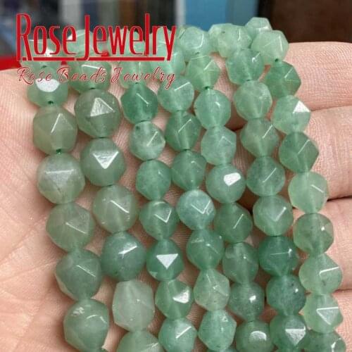 Natural Faceted Green Aventurine Loose Spacer Beads for Jewelry Making DIY Bracelets Necklace Accessories 15"Strand 8/10mm
