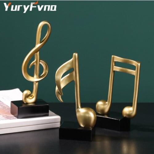 YuryFvna Nordic Music Songs Sound Notes Ornaments Music Symbol Statue Figurines Bedroom Office Decor TV Cabinet Desktop Decor
