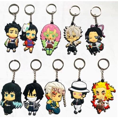 New 30 pcs Anime Kimetsu no Yaiba Double sided Keychains Bag Pendant For Best Gift T-38
