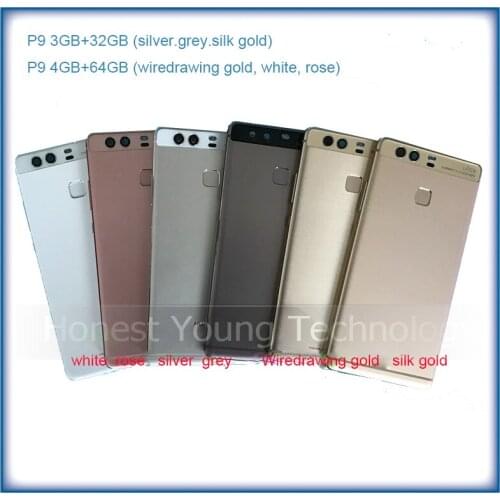 Original Rear Back Cover Battery Door Housing Spare Parts for Huawei P9 plus with Fingerprint flex cable and Power Volume Button