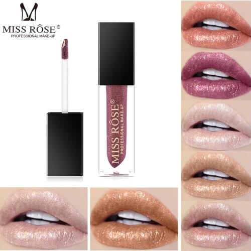 Miss rose diamond glitter lip tint 7 colors gold silver purple red cream waterpoof long lasting shimmer lip gloss MS190