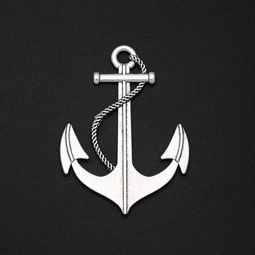 3pcs/Lots 40x55mm Antique Silver Plated Anchor Charms Alloy Metal Ocean Ship Sailing Pendants For Diy Jewelry Making Accessories