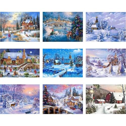Full Diy Diamond Painting Mosaic Handmade Winter Scenery Cross Stitch Diamond Diamond Embroidery Art Christmas Decor Landscape