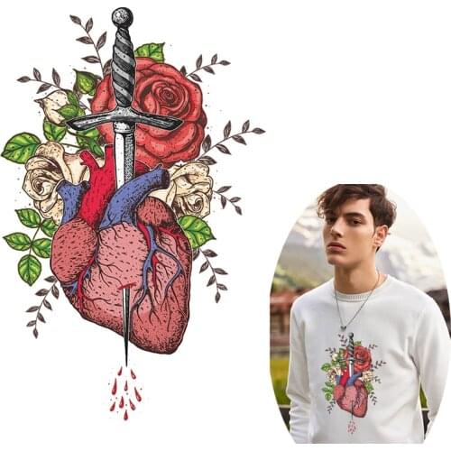 Striped Heart Rose On Clothing Adhesives Ironing On Patches Application Of An Ironing Printing For Clothes Apply Heat Transfer